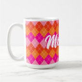 Mug Jacquard préppy rose et orange personnalisé (Gauche)