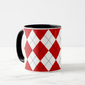 Mug Jacquard preppy Tartan Diamond Plaid Rouge Blanc (Devant gauche)