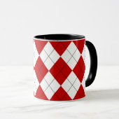 Mug Jacquard preppy Tartan Diamond Plaid Rouge Blanc (Devant droit)