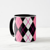 Mug Jacquard rose noir blanc Diamant Design (Devant gauche)