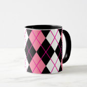 Mug Jacquard rose noir blanc Diamant Design (Devant droit)
