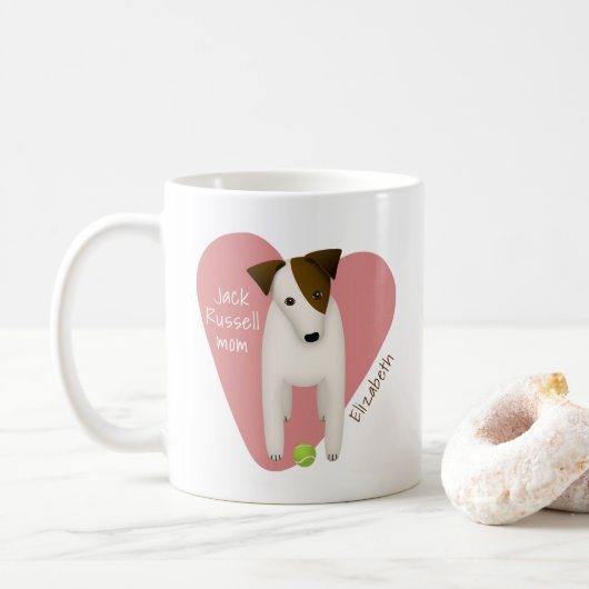 Mug jacuzzi Jack Russell maman coeur rose balle de ten (Avec donut)