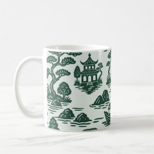 Mug Jade de saule avec Pagode et Bateau