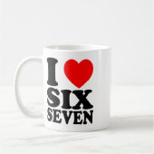 Mug J'adore 67 drôle de mème J'aime six sept (Gauche)