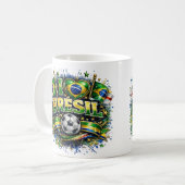 Mug J'adore Brésil 2026 Fan de foot (Devant gauche)