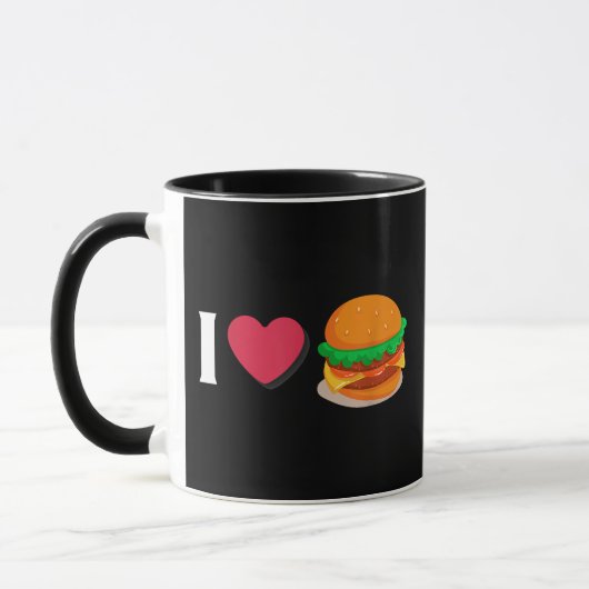 Mug J'adore Burger Cheeseburger Manger Malsain (Gauche)