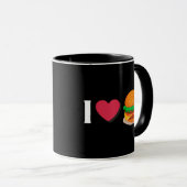 Mug J'adore Burger Cheeseburger Manger Malsain (Devant droit)