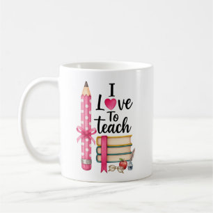 Mug J'adore enseigner le crayon coloré et la typograph
