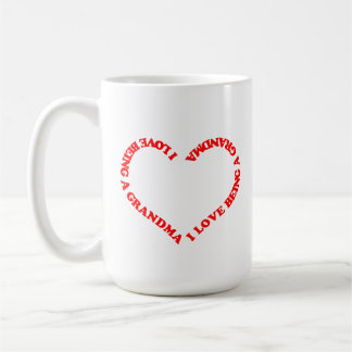 Mug J'adore être une mamie design de cœur rouge pour N