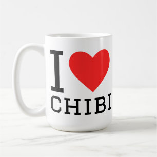 Mug J'adore l'autocollant carré chibi