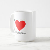 Mug J'adore l'autocollant carré du Liechtenstein (Devant gauche)