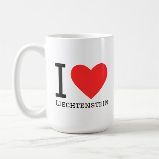 Mug J'adore l'autocollant carré du Liechtenstein (Gauche)