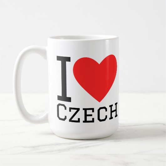 Mug J'adore l'autocollant carré tchèque (Gauche)