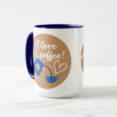 Mug "J'adore le café !" Mug, Marine Manche Bleue & Int (Devant gauche)