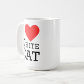 Mug J'adore le chat blanc (Devant gauche)