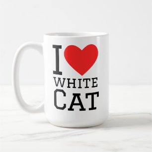 Mug J'adore le chat blanc