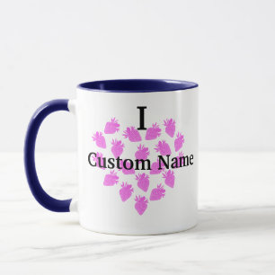 Mug J'adore le nom "Custom" Valentine's Strawberry Hea