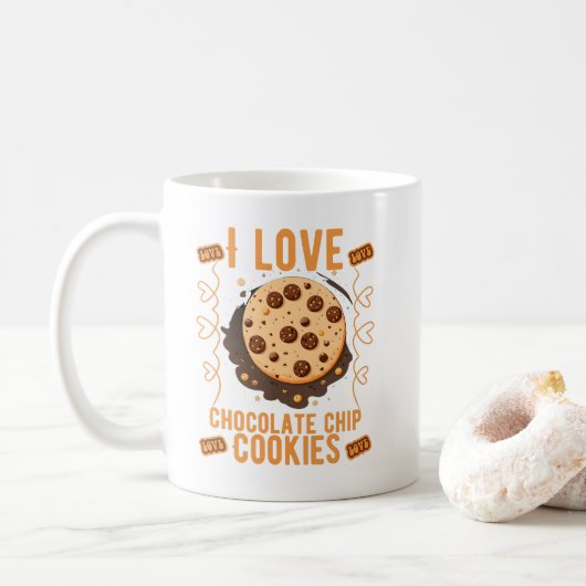Mug J'adore les biscuits à puce au chocolat (Avec donut)