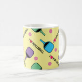Mug J'adore les boulettes de pickleballs sur le jaune  (Devant droit)