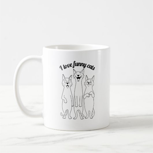 Mug J'adore les chats drôles. Parfait pour les amoureu (Gauche)