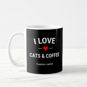 Mug J'adore les chats et maman chat au nom personnalis