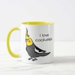 Mug J'adore les cockatiels gris normal
