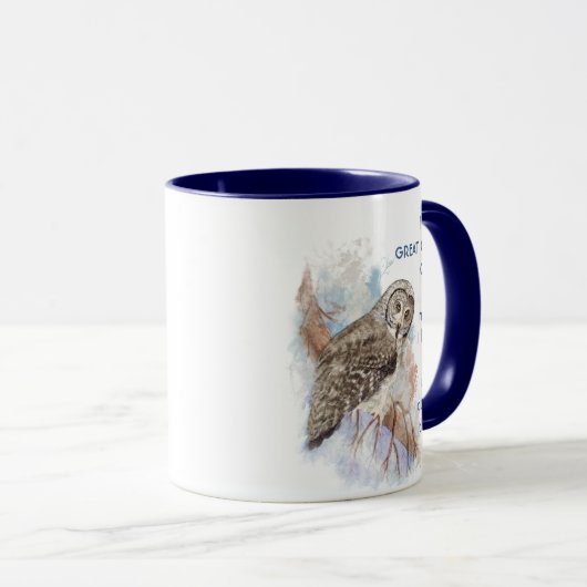 Mug J'adore les GRANDS OWLS GRIS tellement je me moque (Devant droit)