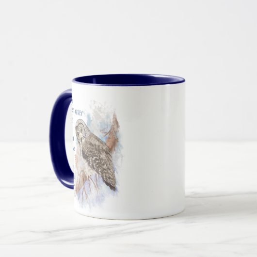 Mug J'adore les GRANDS OWLS GRIS tellement je me moque (Devant gauche)
