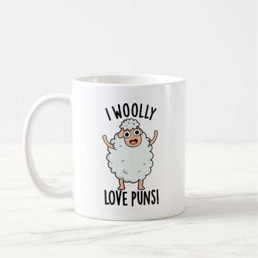 Mug J'adore les jeux de mots sur les moutons drôles (Gauche)