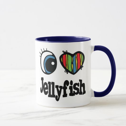 Mug J'adore (♥) les méduses (Droite)