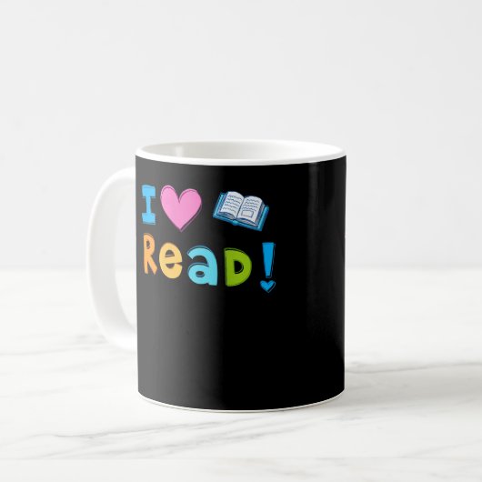Mug J'adore lire le coeur mignon Lire 2 lecture T-shir (Devant gauche)