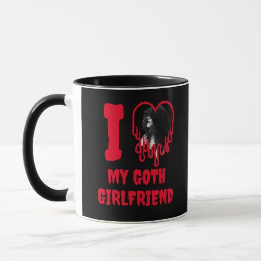 Mug J'adore ma copine Goth Driving Red Heart Photo (Gauche)
