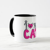 Mug J'adore mon chat – Design mignon pour amateur de c (Devant gauche)