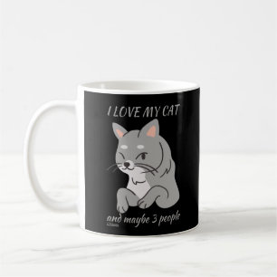 Mug J'ADORE MON CHAT ET PEUT-ÊTRE 3 PERSONNES mignonne