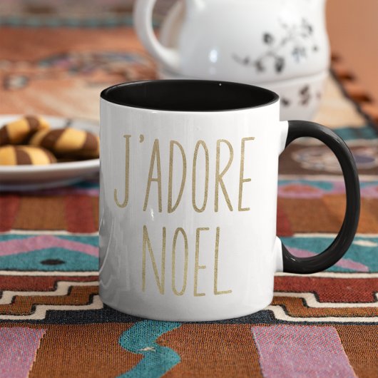 Mug J'adore Noel Gold et Black Minimalist Christmas