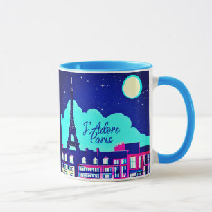 Mug J'adore Paris - Imaginaire Paris sous une Pleine l