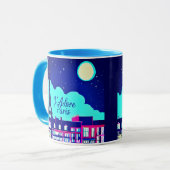 Mug J'adore Paris - Imaginaire Paris sous une Pleine l (Devant gauche)