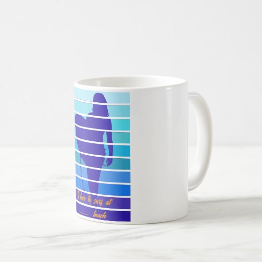 Mug J'adore surf à la plage........ (Devant droit)