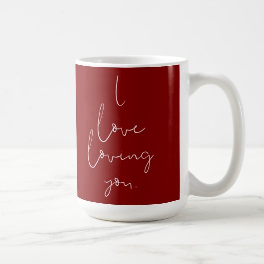 Mug "J'adore t'aimer" Manuscrit Blanc sur Rouge (Droite)