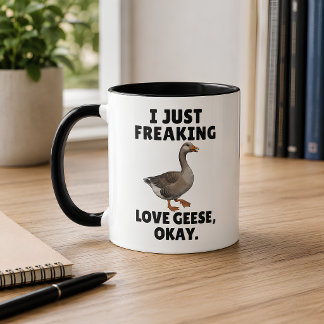 Mug J'adore tout simplement les oies, OK Drôle d'oie