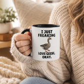 Mug J'adore tout simplement les oies, OK Drôle d'oie