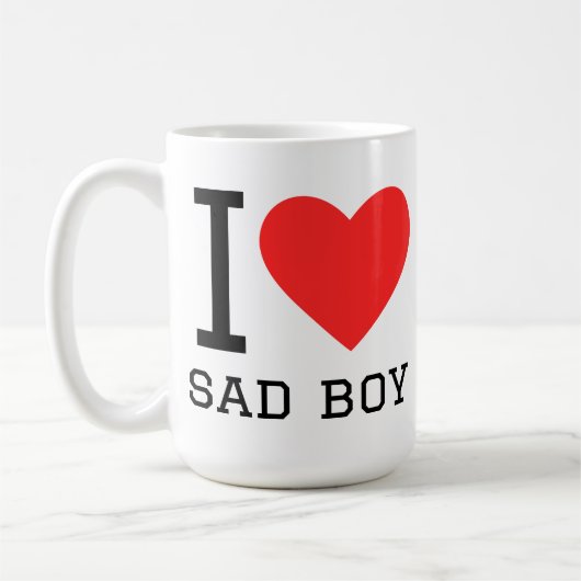 Mug J'adore triste garçon  (Gauche)