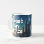 Mug "J'ai besoin de mon espace" Scène Spatiale Sci-Fi (Devant gauche)