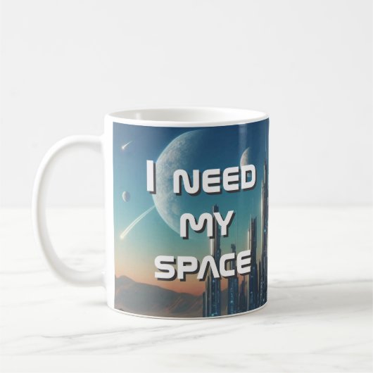 Mug "J'ai besoin de mon espace" Scène Spatiale Sci-Fi (Gauche)