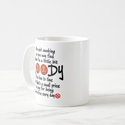 Mug J'ai cessé de fumer Cadeau (Devant gauche)