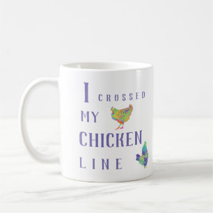 Mug J'ai croisé ma ligne art animal coloré de poulet