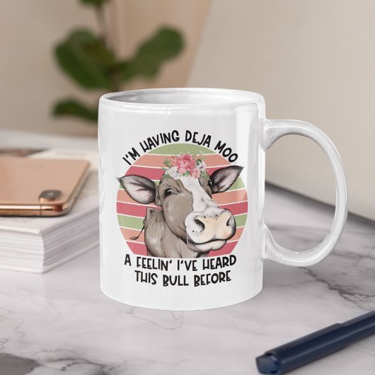 Mug J'ai Deja Moo défini drôle vache florale