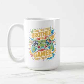 Mug J'ai deux titres frère et garçon gamer Kids