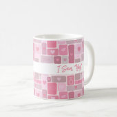 Mug J'ai dit oui écriture moderne rose engagement (Devant droit)