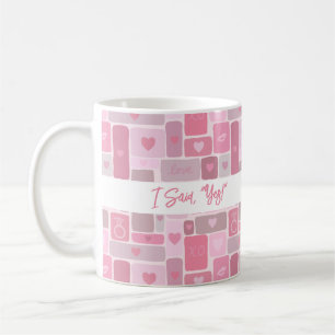 Mug J'ai dit oui écriture moderne rose engagement